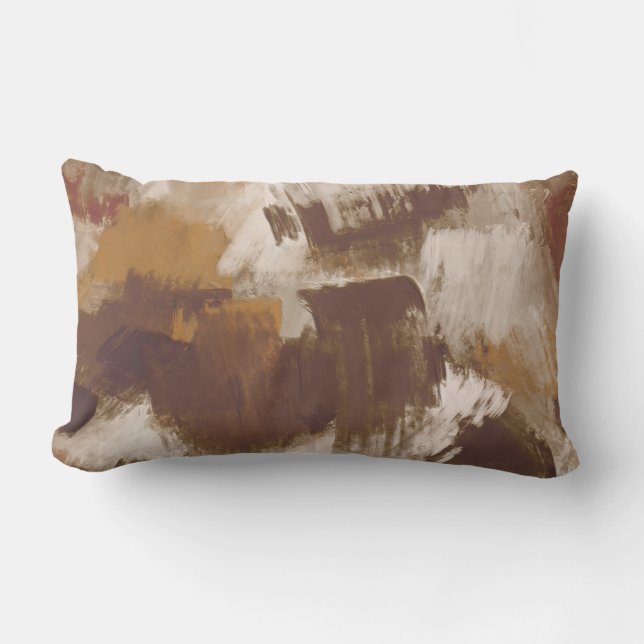 Abstract Coffee Colors Paint Strokes Lumbar Pillow (Front)