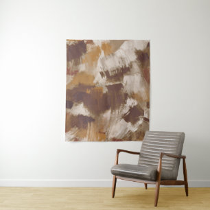 Abstract Coffee Colors Paint Strokes Tapestry
