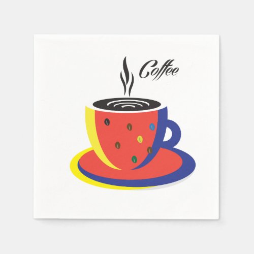 Abstract Coffee Cup Pop Art Trendy Stylish Napkins