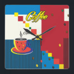 Abstract Coffee Cup Pop Art Trendy Stylish Square Wall Clock<br><div class="desc">Square Wall Clock with Abstract Coffee Cup Pop Art Trendy Stylish Illustration,  Art Work Poster for Amazing Holiday Gifts and Prezents,  Home Decor,  Art & Wall Décor,  Clocks Decorative Product,  Square Wall Clock Modern Design "Beautiful Fashion Woman with Coffee Cup" - Collection.</div>