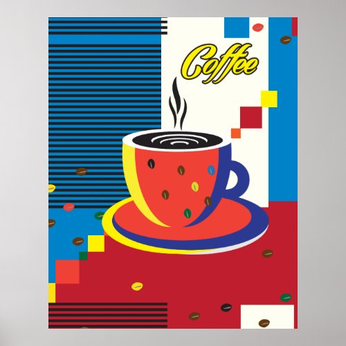 Abstract Coffee Cup Trendy Contemporary Art Poster
