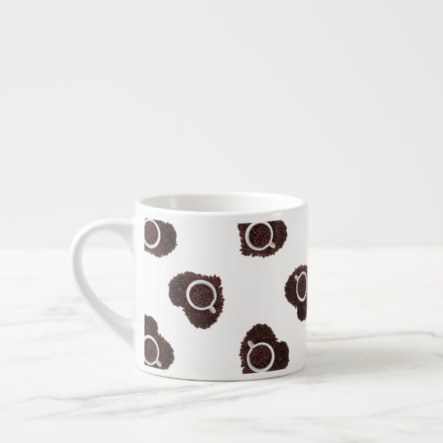 Abstract coffee heart pattern espresso cup (Left)