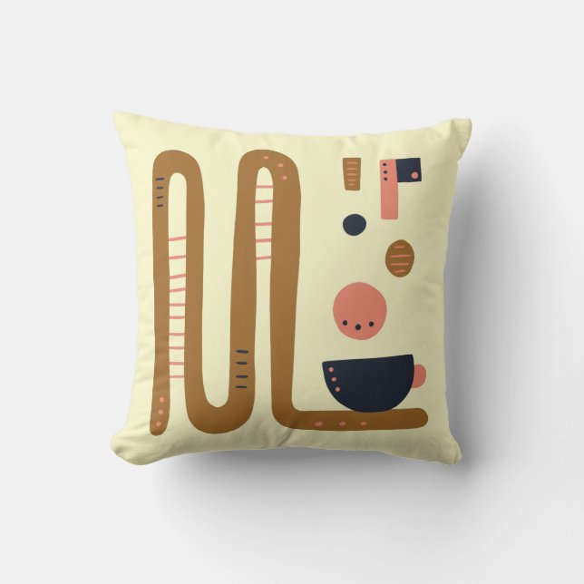 Abstract Coffee Throw Pillow (Front)