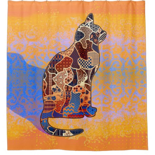 Abstract Collage Clarice the Cat ID103 Shower Curtain