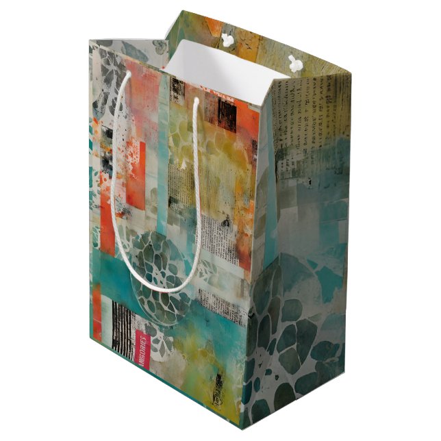 Abstract Collage Mixed Media Abstract Medium Gift Bag (Back Angled)