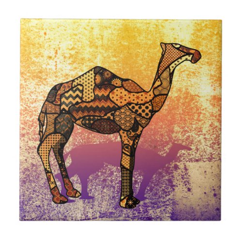 Abstract Collage Ozzy the Camel ID102 Ceramic Tile