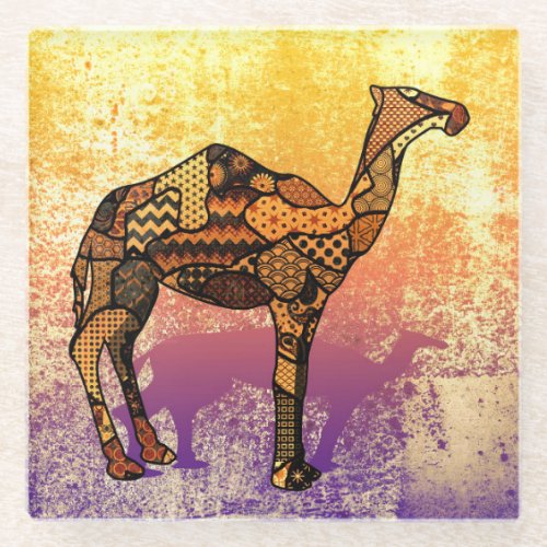 Abstract Collage Ozzy the Camel ID102 Glass Coaster
