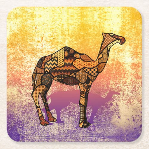 Abstract Collage Ozzy the Camel ID102 Square Paper Coaster