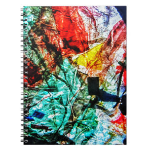 Abstract collage spiral notebook,Dark blue calming Notebook