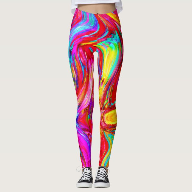 Abstract Color Blast Pattern Leggings (Front)
