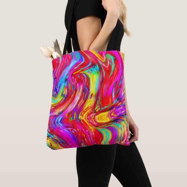 Abstract Color Blast Pattern Tote Bag (Close Up)