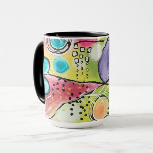Abstract Color Block Artistic Bold Colorful Doodle Mug