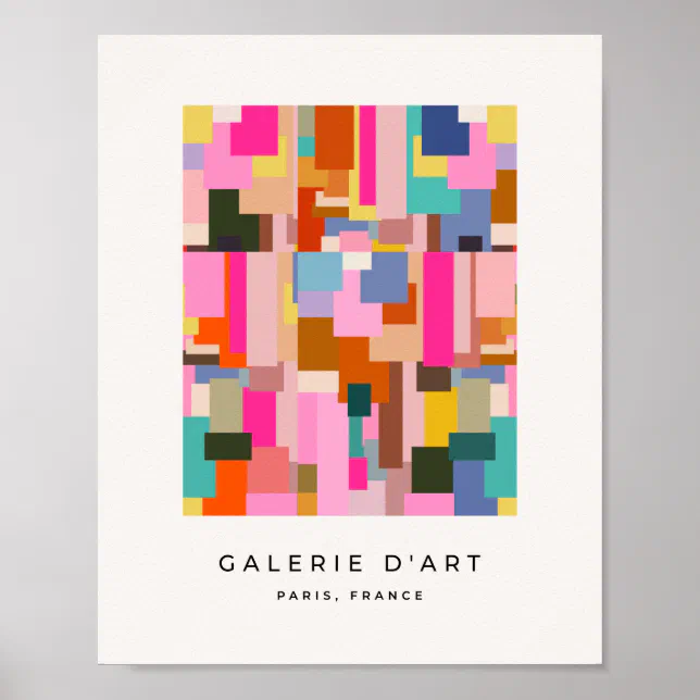 Abstract Color Block Mid Century Modern Geometric Poster | Zazzle