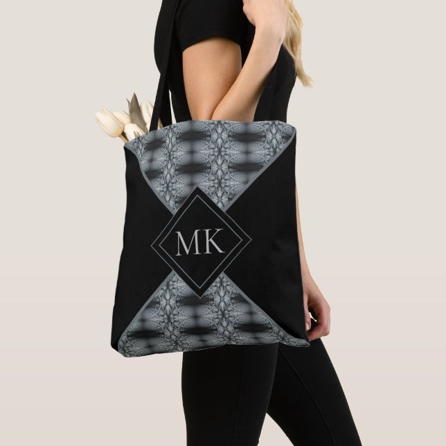 Abstract Color-block Monogrammed Tote Bag (Close Up)