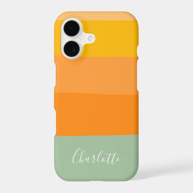 Abstract Color Block Stripes Orange Mint Name  Case-Mate iPhone Case (Back)