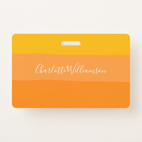 Abstract Color Block Stripes Orange Personalized  Badge