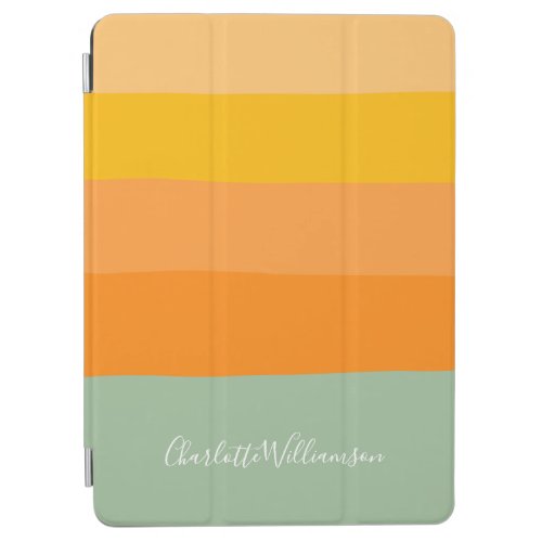 Abstract Color Block Stripes Orange Personalized iPad Air Cover