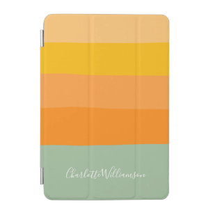 Abstract Color Block Stripes Orange Personalized iPad Mini Cover