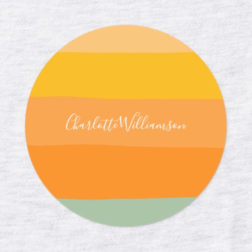Abstract Color Block Stripes Orange Personalized  Labels