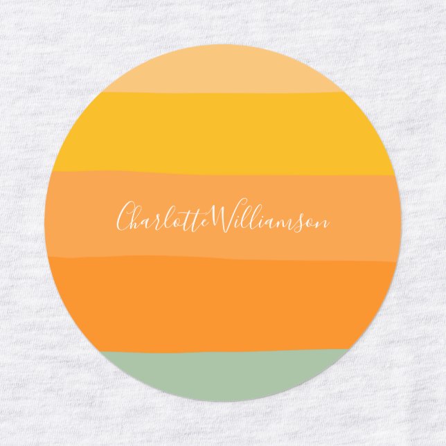 Abstract Color Block Stripes Orange Personalized  Labels (Design 1)