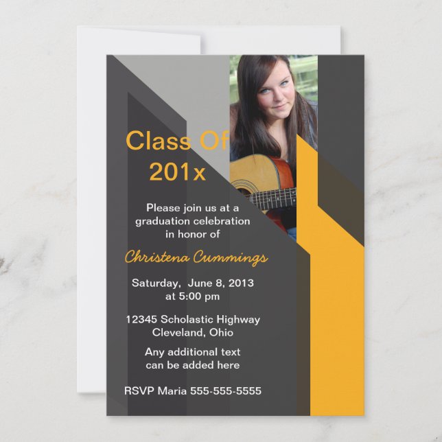 Abstract Color Blocked Photo Graduation Invitation (Front)