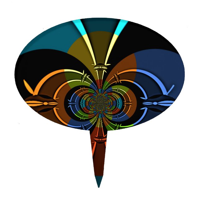 Abstract Color Burst Art Print Cake Topper (Front)