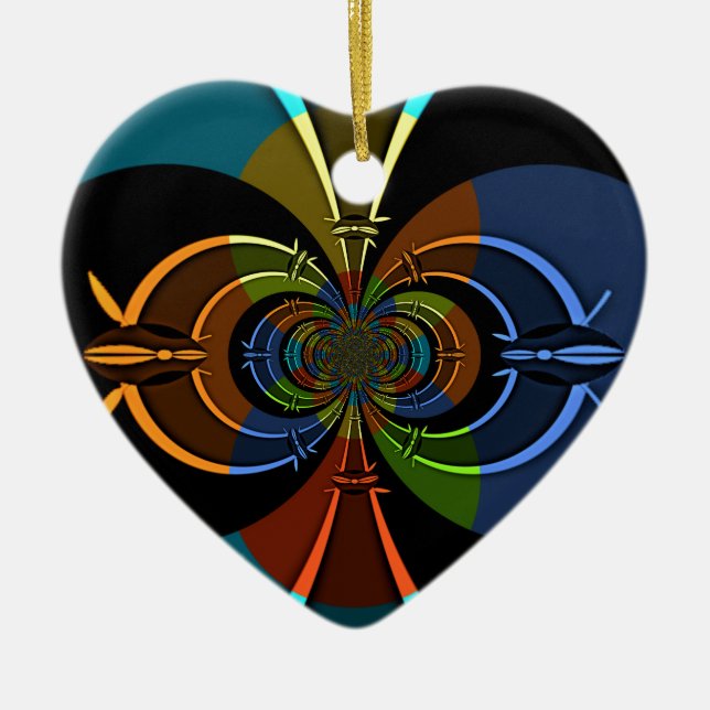 Abstract Color Burst Art Print Ceramic Ornament (Front)