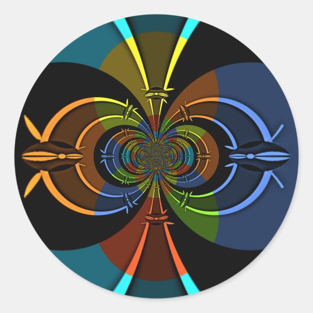 Abstract Color Burst Art Print Classic Round Sticker (Front)