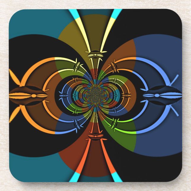 Abstract Color Burst Art Print Coaster (Front)