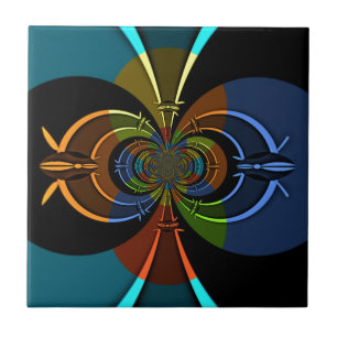 Abstract Color Burst Art Print Tile