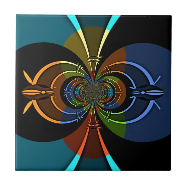 Abstract Color Burst Art Print Tile (Front)