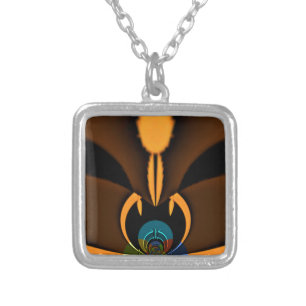 Abstract Color Contrast Art Print Silver Plated Necklace