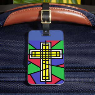 Abstract Color Cross Design Luggage Tag