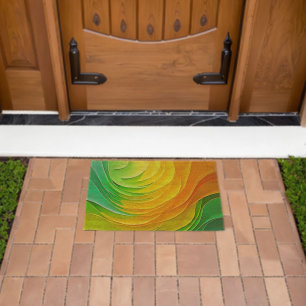 Abstract Color Energy Flow Design Fiber Doormat
