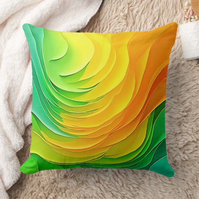 Abstract Color Energy Flow Design Throw Pillow (Blanket)