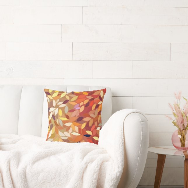 Abstract Color Fall Leaf Throw Pillow (Couch)