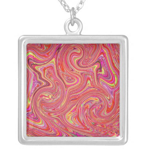 Abstract Color Frenzy Necklace Red