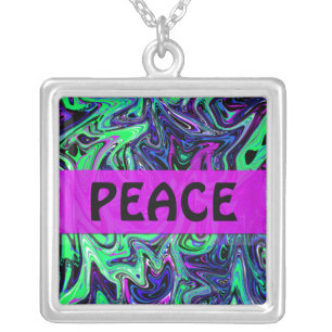 Abstract Color Frenzy Peace Necklace Pink