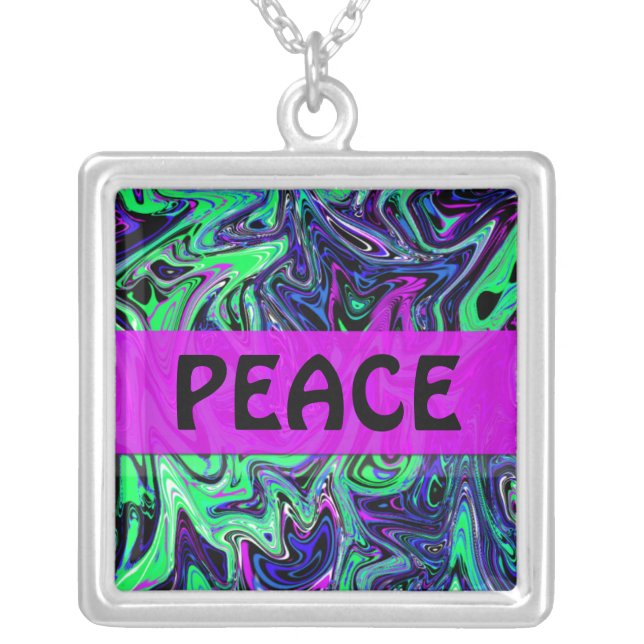 Abstract Color Frenzy Peace Necklace Pink (Front)