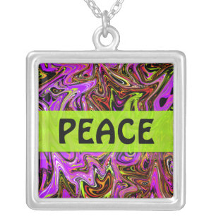 Abstract Color Frenzy Peace Necklace Pink