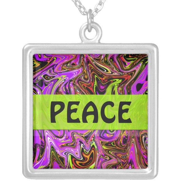 Abstract Color Frenzy Peace Necklace Pink (Front)