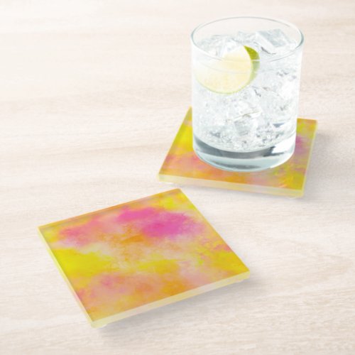 Abstract Color Gradient Luminous Joy Glass Coaster