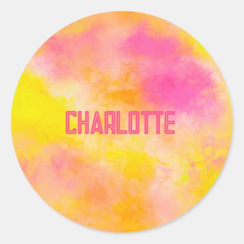 Abstract Color Gradient Luminous Joy Name  Classic Round Sticker
