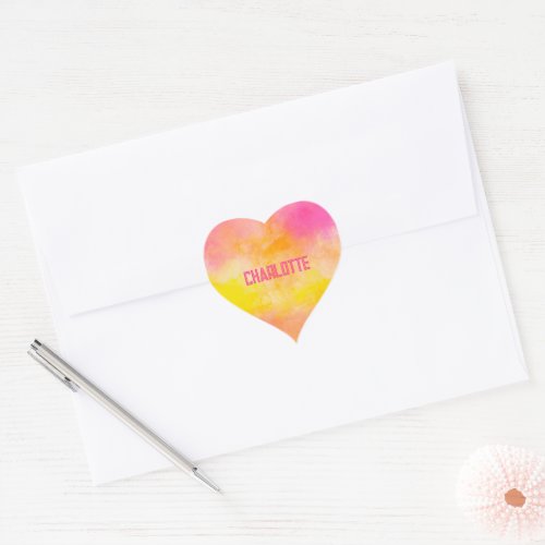 Abstract Color Gradient Luminous Joy Name  Heart Sticker