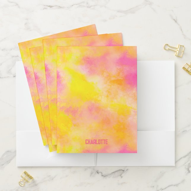 Abstract Color Gradient Luminous Joy Name  Pocket Folder (In Situ)