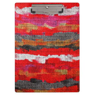 Abstract Color Paint Brush Rustic Burlap #12 Clipboard