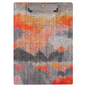 Abstract Color Paint Brush Rustic Burlap #18 Clipboard