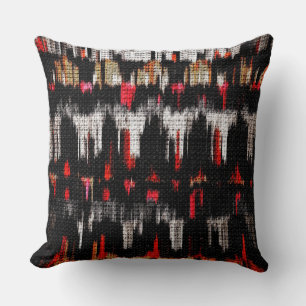 Abstract Color Paint Brush Rustic Burlap #7 Throw Pillow
