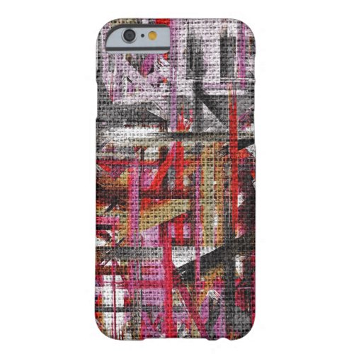 Abstract Color Paint Brush Rustic Burlap 8 Barely There iPhone 6 Case