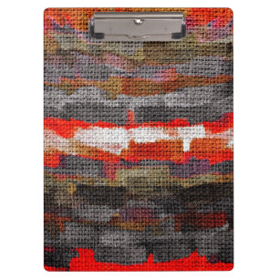 Abstract Color Paint Brush Rustic Burlap #9 Clipboard